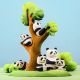 Houten panda familie met boom (7-delig), Bumbu toys 17936