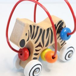 Houten zebra spiraal op wielen met kralen, Smartframes