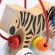 Houten zebra spiraal op wielen met kralen, Smartframes