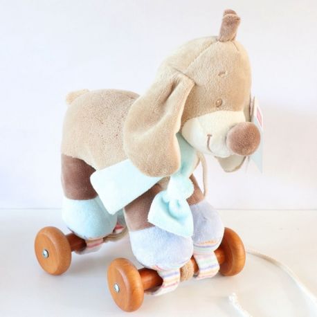 Pluche loopfiguur hond op houten wielen, Nattou 455183