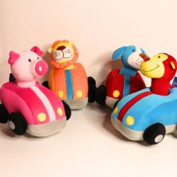 Stoffen pull back auto en rammelaar, Rimex toys